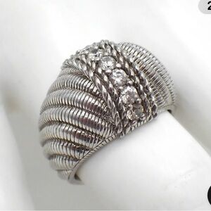 Judith Ripka 925 Sterling Silver Sapphire Domed Twist Band Ring Size 10